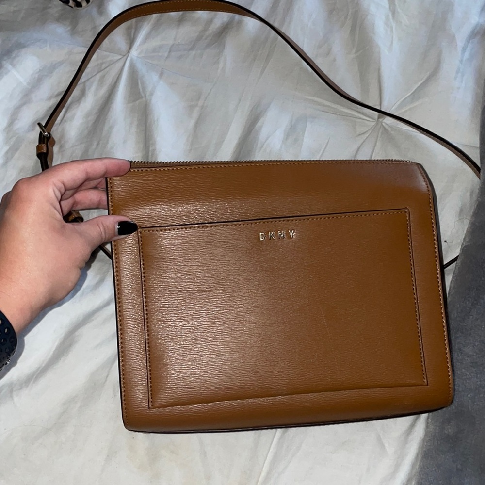 Brown DKNY crossbody.